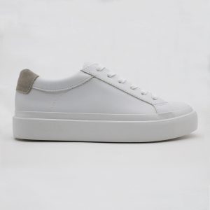 White Leather Flatform Lace-up Low-top Casual Sneaker for Women