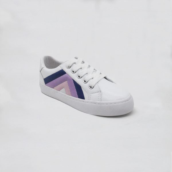 White SoftFaux Leather Rainbow Sneaker for Kids