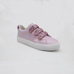 Metallic faux Leather with Glitter Velcro Straps Sneaker for Kids