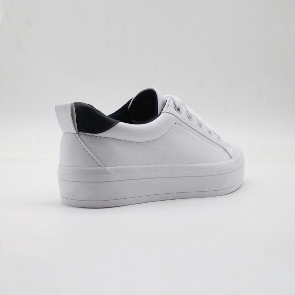 White Leather Flatform Lace-up Low-top Sneaker