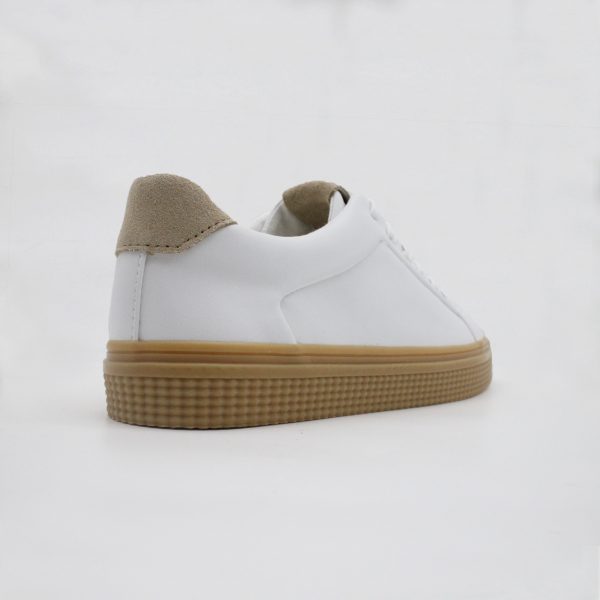 White Leather Lace-up Low-top Gum Sole Sneaker