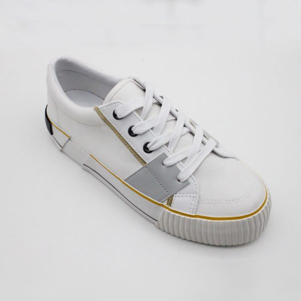 White Platform low-Top Canvas Sneakers