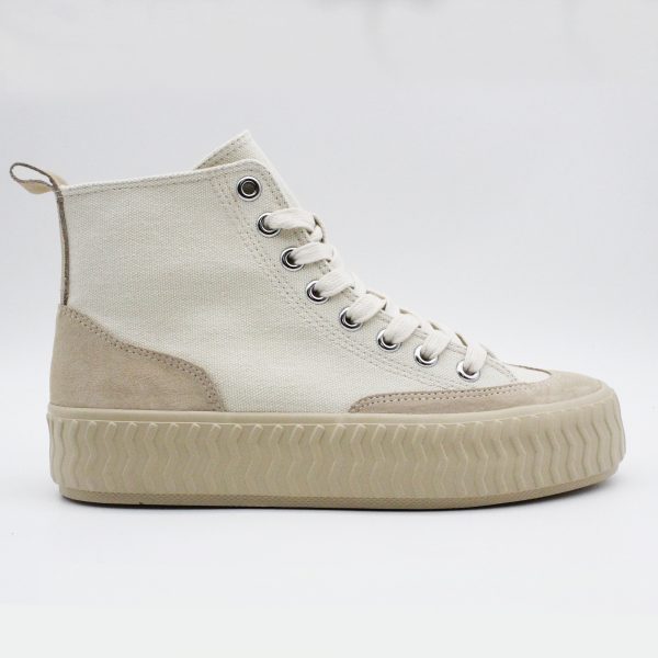 Natural Platform High-Top Lace-up canvas Sneakers