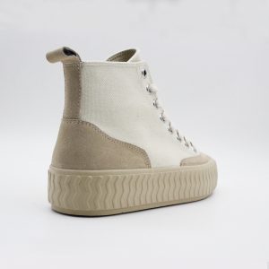 Natural Platform High-Top Lace-up canvas Sneakers