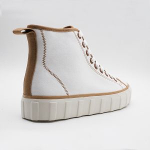 Natural Platform High-Top Lace-up Canvas Sneaker