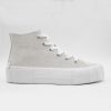 White Platform High-Top Lace-up Canvas Sneaker