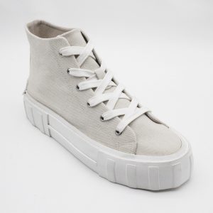 White Platform High-Top Lace-up Canvas Sneaker