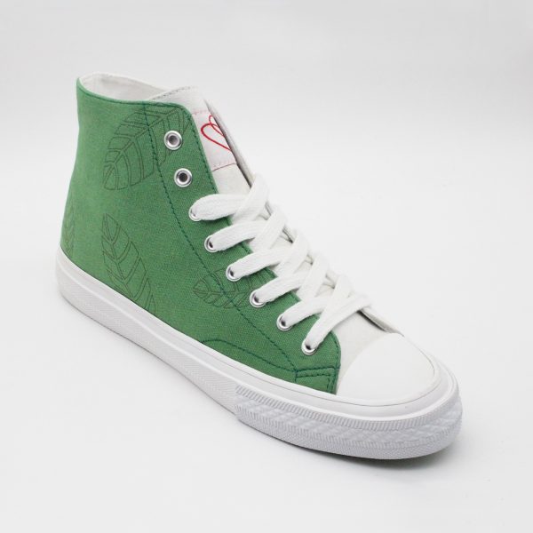 Green High-Top Lace-up Asymmetric Color Canvas Sneaker