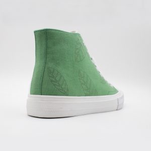 Green High-Top Lace-up Asymmetric Color Canvas Sneaker