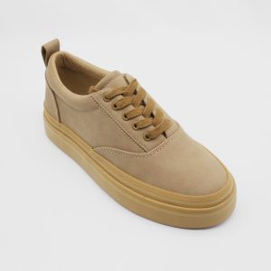 Brown Faux Leather Platform Sneaker