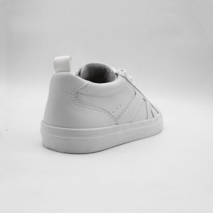 White Leather Pattern Lace-up Low-top Casual Sneaker for Women