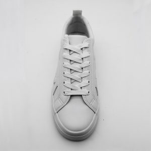 White Leather Pattern Lace-up Low-top Casual Sneaker for Women