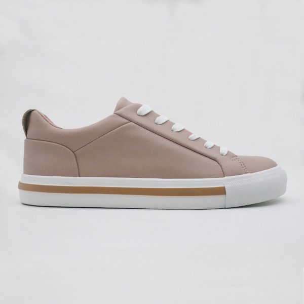 Pink Soft Faux Leather Flatform Lace-up Low-top Casual Sneaker for Women