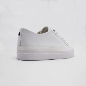 White Soft Faux Leather Casual Sneakers for Women