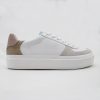 White Soft Faux Leather with Suede Casual Sneakers for Women