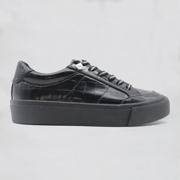 Black/Pink Leather Crocodile Sneaker