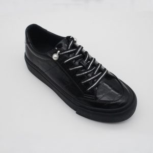 Black/Pink Leather Crocodile Sneaker