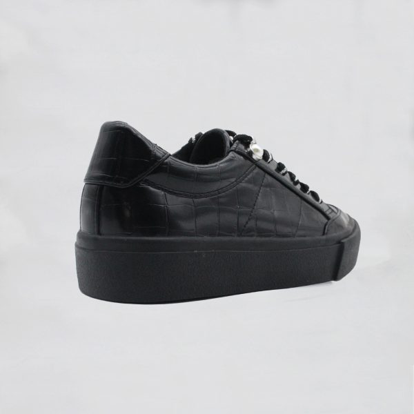 Black/Pink Leather Crocodile Sneaker