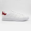 White with Red Leather Basic Sneaker
