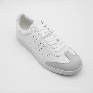 White Leather Perforated Basic Sneaker