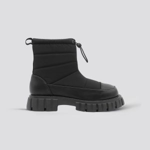 Black Nylon Snow Boots
