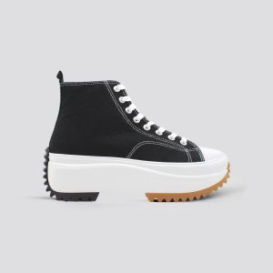 Black Canvas High Top Platform Sneaker for Women