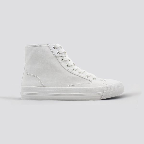 white Platform High-Top lace-up canvas Sneakers for Women