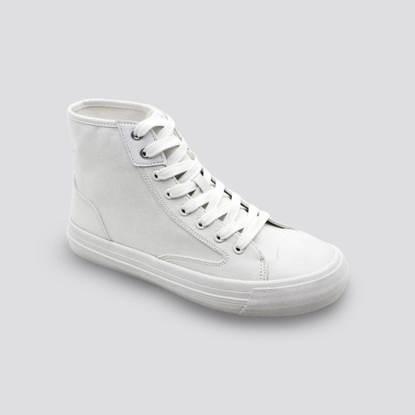 white Platform High-Top lace-up canvas Sneakers for Women