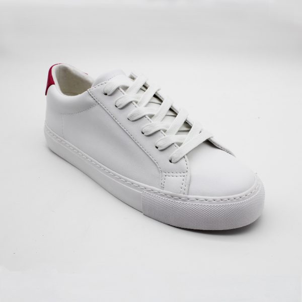 White Soft Faux Leather Casual Sneakers for Women