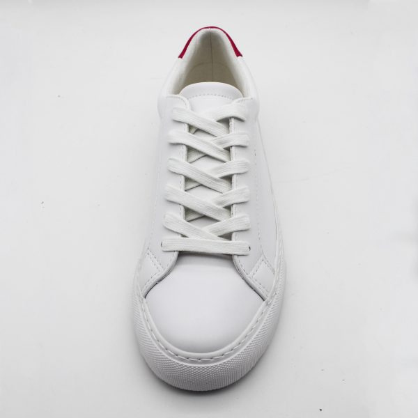 White Soft Faux Leather Casual Sneakers for Women