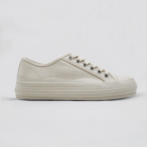 Milk White Casual Fabric Sneaker for Women