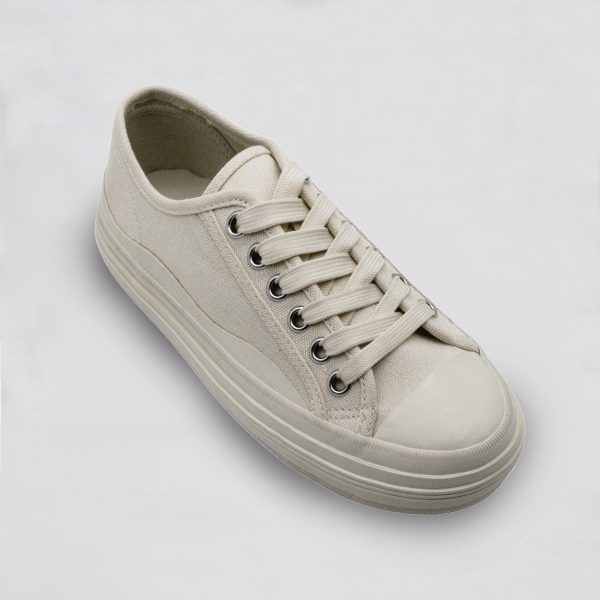 Milk White Casual Fabric Sneaker for Women