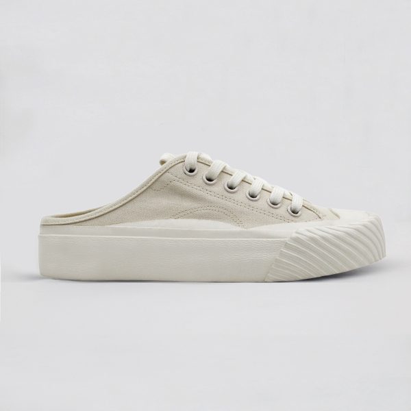 White Canvas Open Back Fabric Sneaker for Women