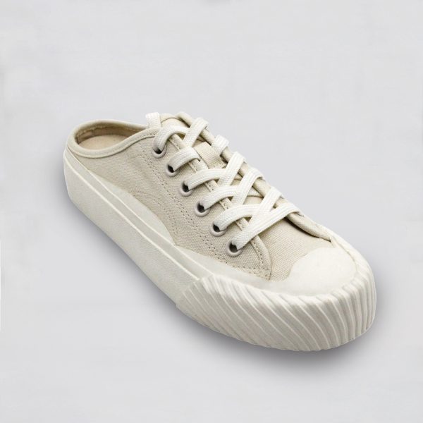 White Canvas Open Back Fabric Sneaker for Women