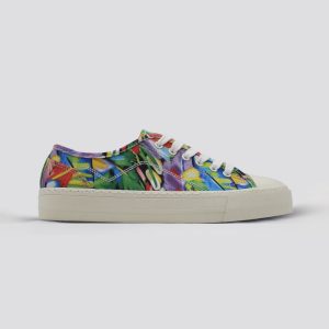 Basic Baseball Canvas Sneaker with Different Material for Women