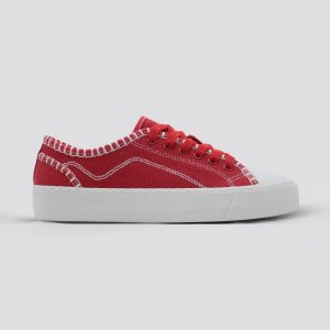 Basic Baseball Canvas Sneaker with Different Material for Women