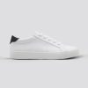 White with Black Faux Leather Sneakers for Women