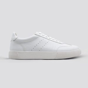White Faux Leather Sneakers for Men