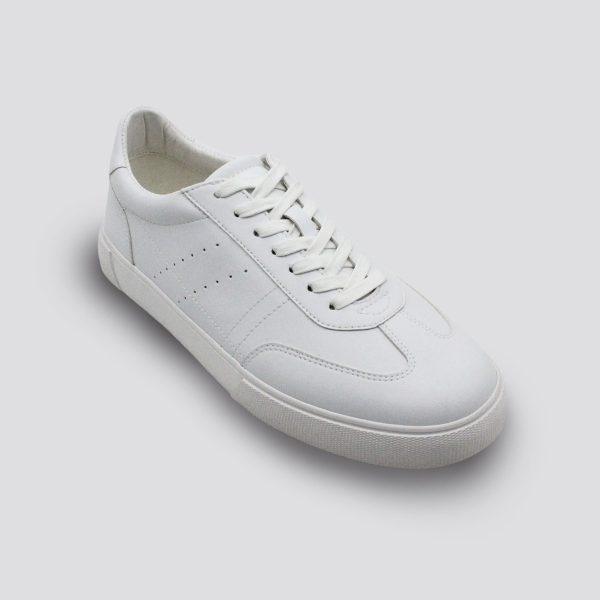 White Faux Leather Sneakers for Men