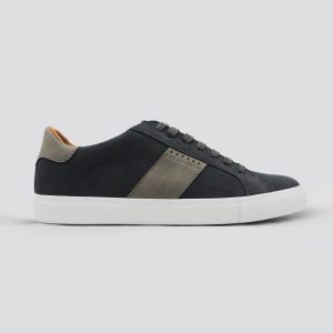 Genuine Suede Sneakers with Stripe for Men