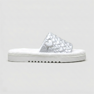 Women Quilted Heart Silver Slide