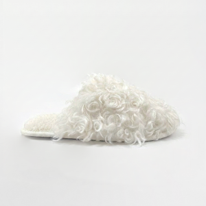 Women Curly Faux-Fur White Slipper