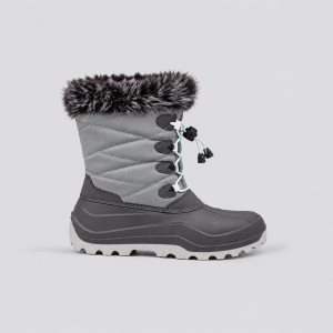 Grey Quilted Lace-Up Snow Boot