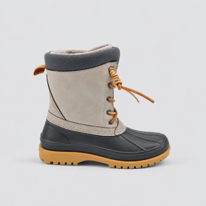 Beige Lace-Up Waterproof Snow Boot