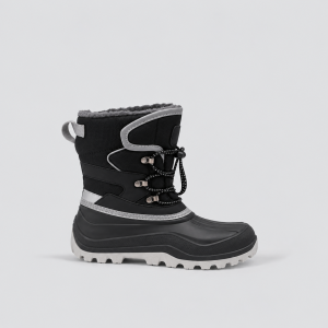 Black Lace-Up Waterproof Snow Boot